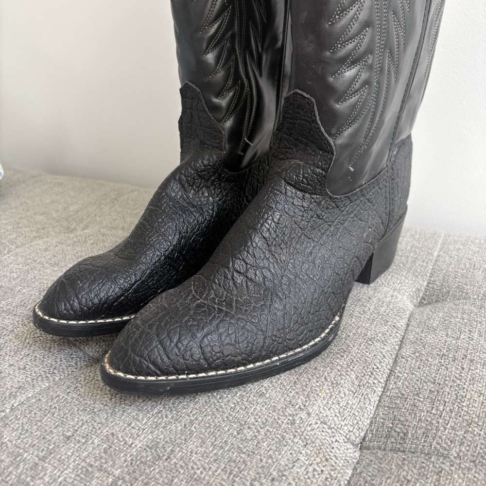 Bronco Cowgirl Boots Women's Sz 10,5 Black Faux Leather USA Western WM1950 2745 - Picture 2 of 9